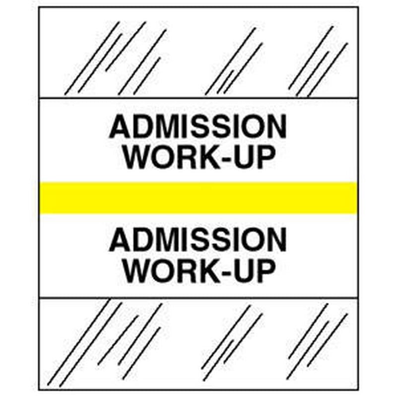 Admission Work-Up Chart Divider Tabs, 1-1/4" x 1/2", Yellow (Pack of 100)