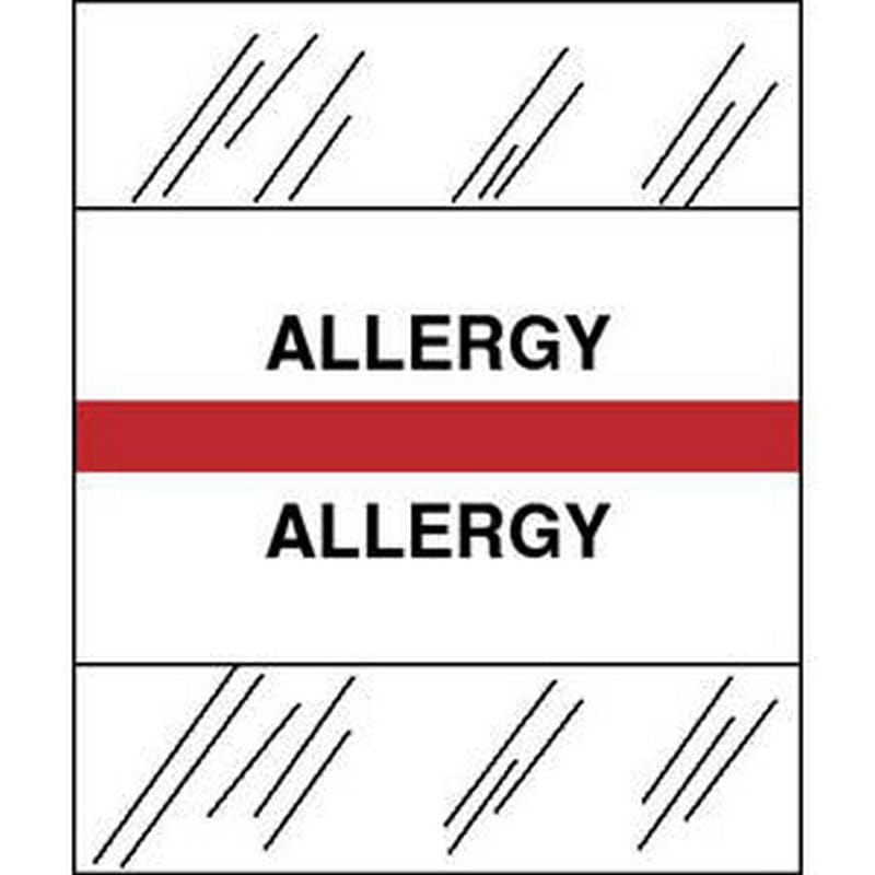 Allergy Chart Divider Tabs, 1-1/4" x 1/2", Red (Pack of 100)