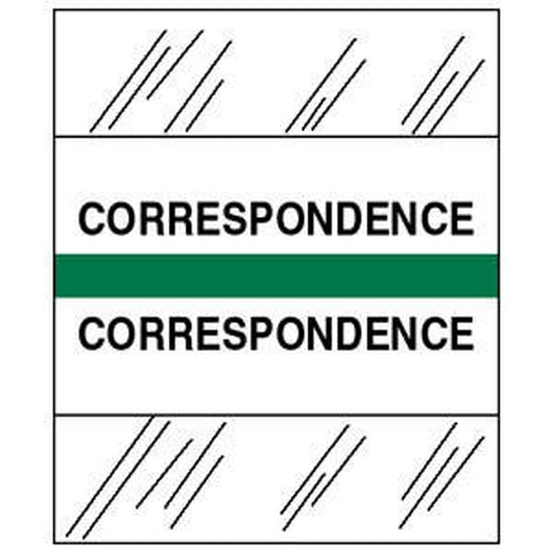 Correspondance Chart Divider Tabs, 1-1/4" x 1/2", Green (Pack of 100)