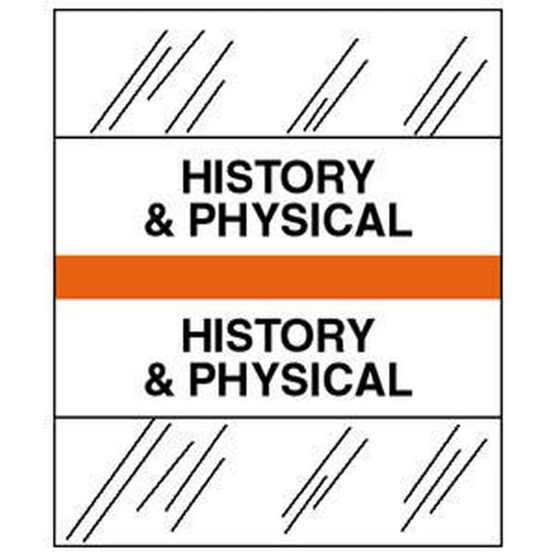 History & Physical Chart Divider Tabs, 1-1/4" x 1/2", Orange (Pack of 100)