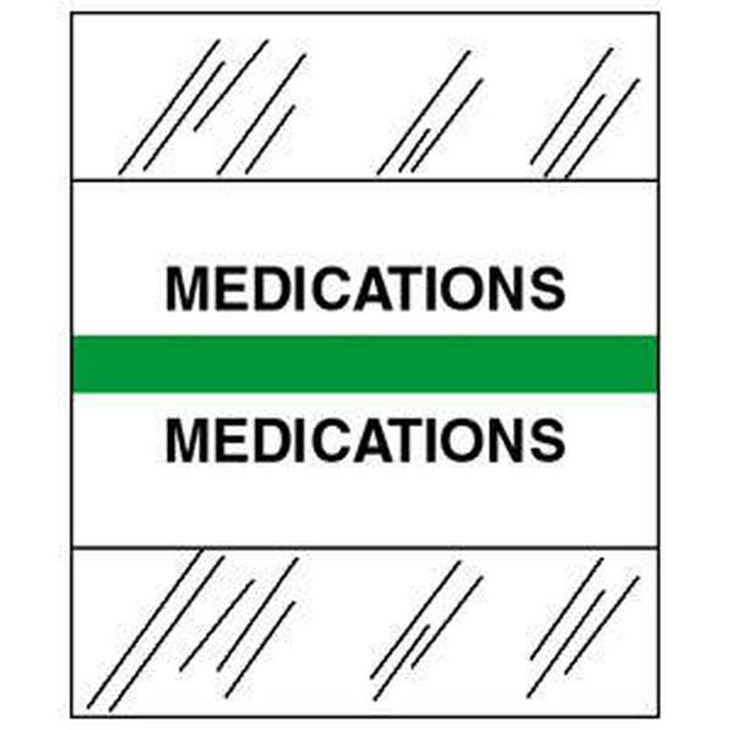 Medications Chart Divider Tabs, 1-1/4" x 1/2", Light Green (Pack of 100)
