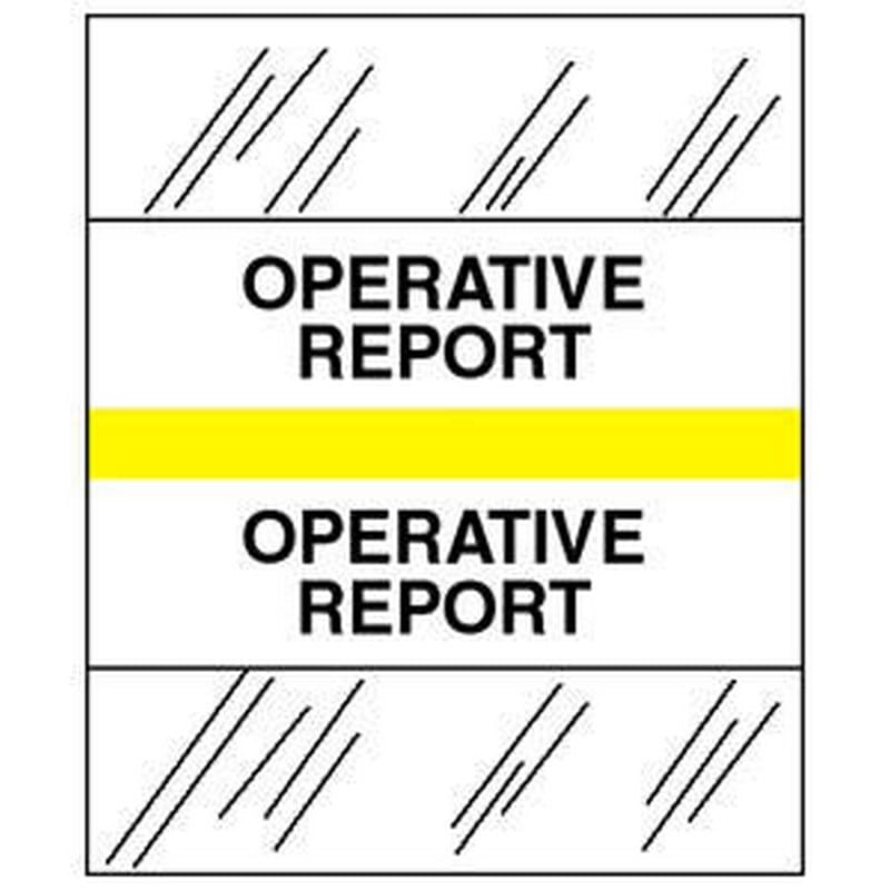 Operative Report Chart Divider Tabs, 1-1/4" x 1/2", Yellow (Pack of 100)