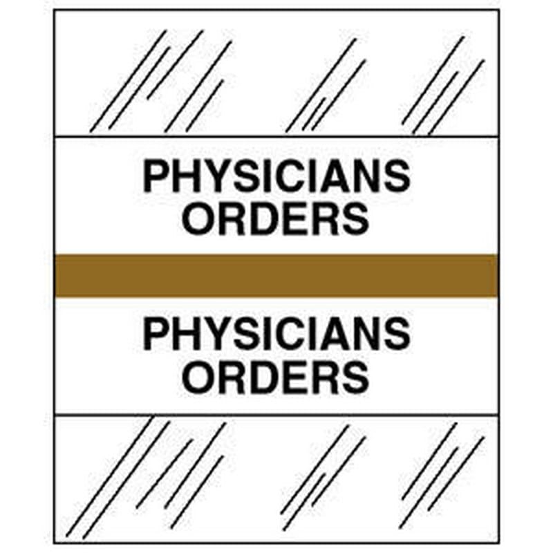 Physicians Orders Chart Divider Tabs, 1-1/4" x 1/2", Gold (Pack of 100)