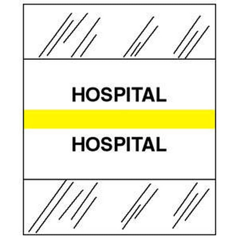 Hospital Chart Divider Tabs, 1-1/4" x 1/2", Yellow (Pack of 100)