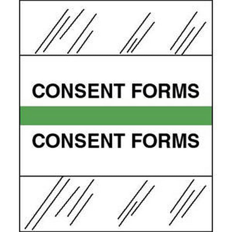 Consent Forms Chart Divider Tabs, 1-1/4" x 1/2", Light Green (Pack of 100)