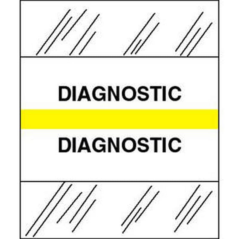 Diagnostic Chart Divider Tabs, 1-1/4" x 1/2", Yellow (Pack of 100)