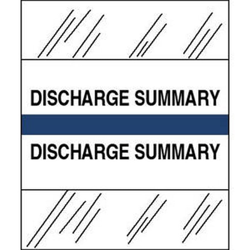 Discharge Summary Chart Divider Tabs, 1-1/4" x 1/2", Dark Blue (Pack of 100)