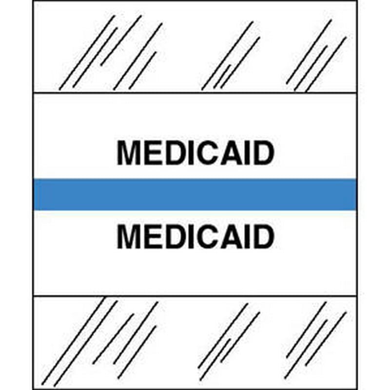 Medicaid Chart Divider Tabs, 1-1/4" x 1/2", Light Blue (Pack of 100)