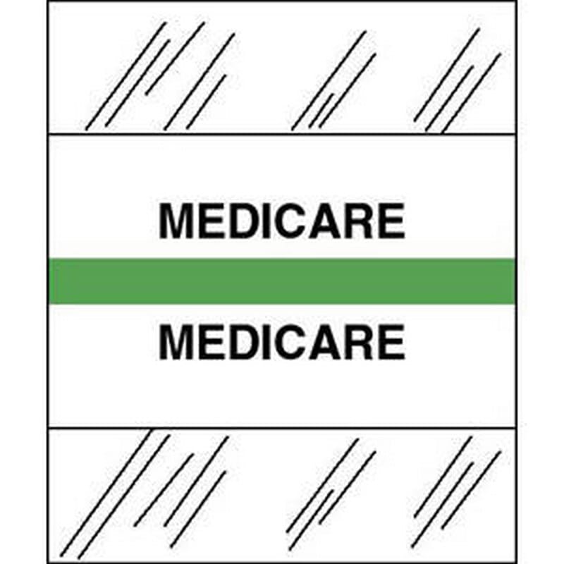 Medicare Chart Divider Tabs, 1-1/4" x 1/2", Light Green (Pack of 100)