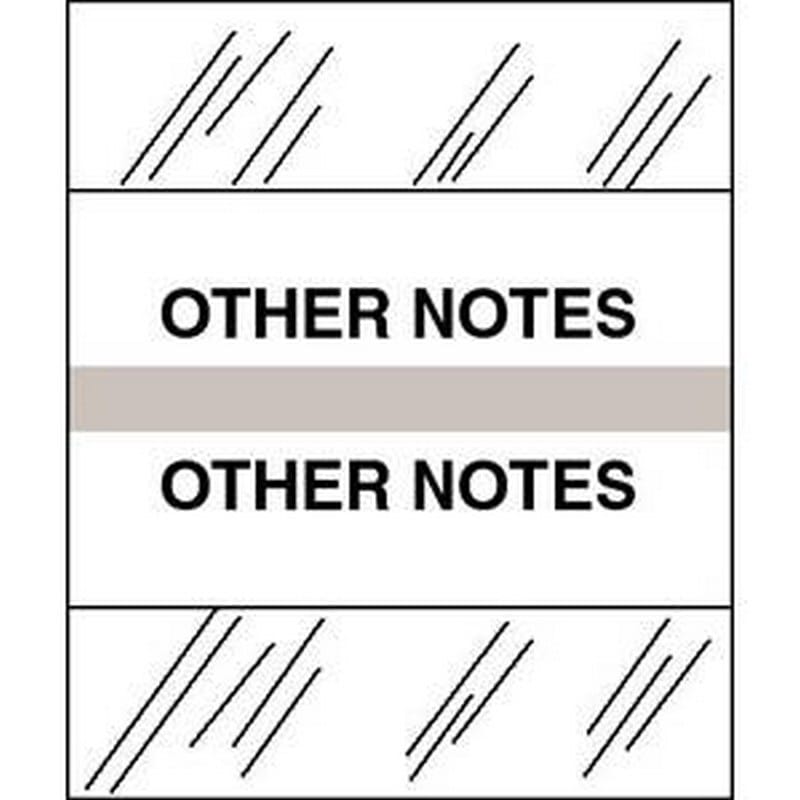 Other Notes Chart Divider Tabs, 1-1/4" x 1/2", Gray (Pack of 100)