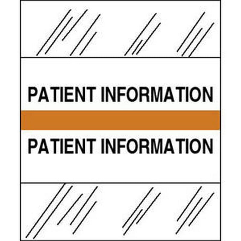 Patient Information Chart Divider Tabs, 1-1/4" x 1/2", Orange (Pack of 100)