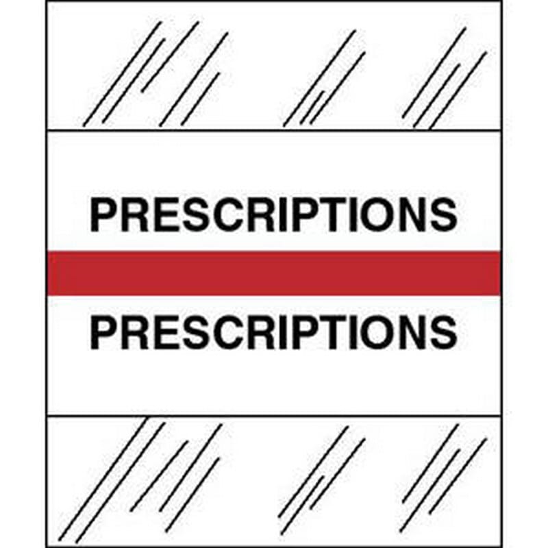 Prescription Chart Divider Tabs, 1-1/4" x 1/2", Red (Pack of 100)