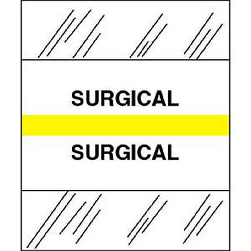 Surgical Chart Divider Tabs, 1-1/4" x 1/2", Yellow (Pack of 100)