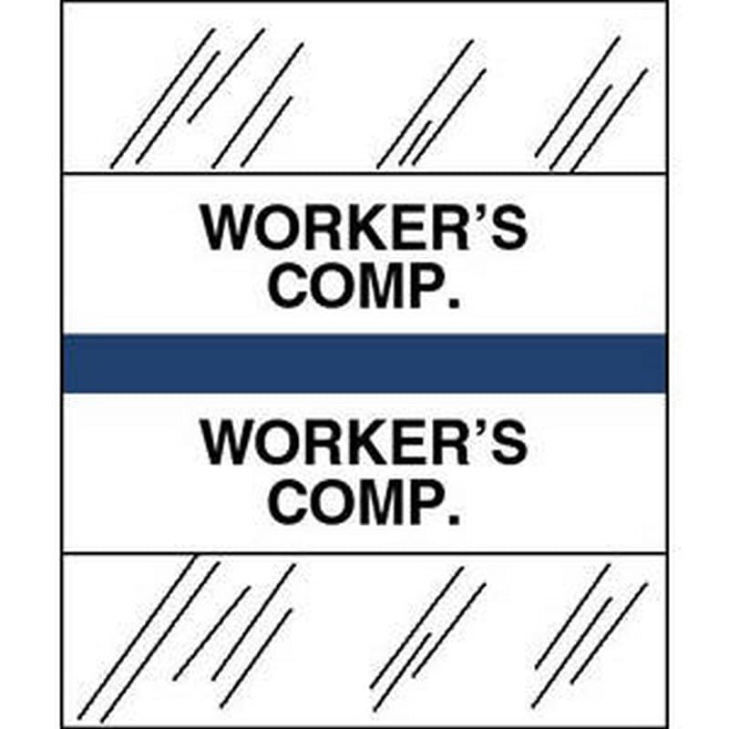 Worker's Comp Chart Divider Tabs, 1-1/4" x 1/2", Dark Blue (Pack of 100)