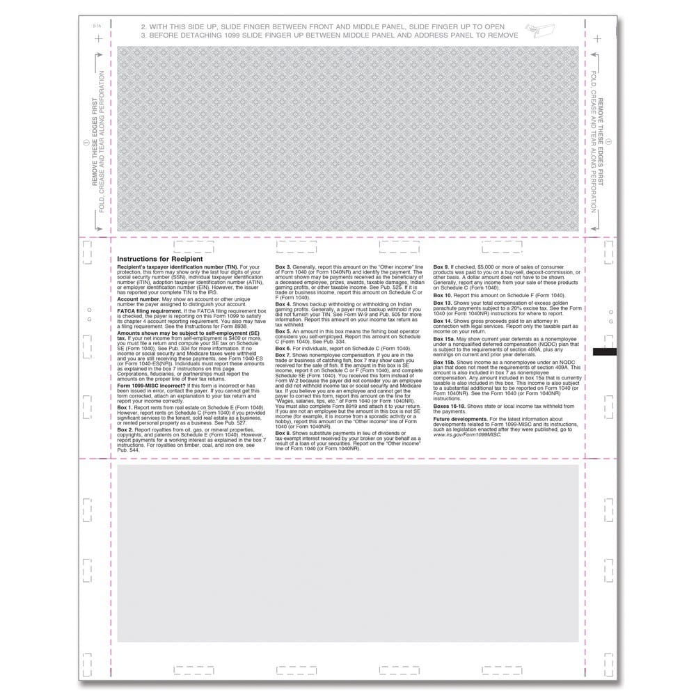 TFP 11" Blank 1099-NEC w/ Backer Instructions – Z-Fold - Pack of 500 - Image 2