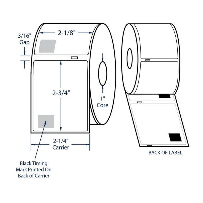 2.125" x 2.75" White Diskette Label Direct Print Thermal Labels, 320 per roll (6 Rolls per Carton)