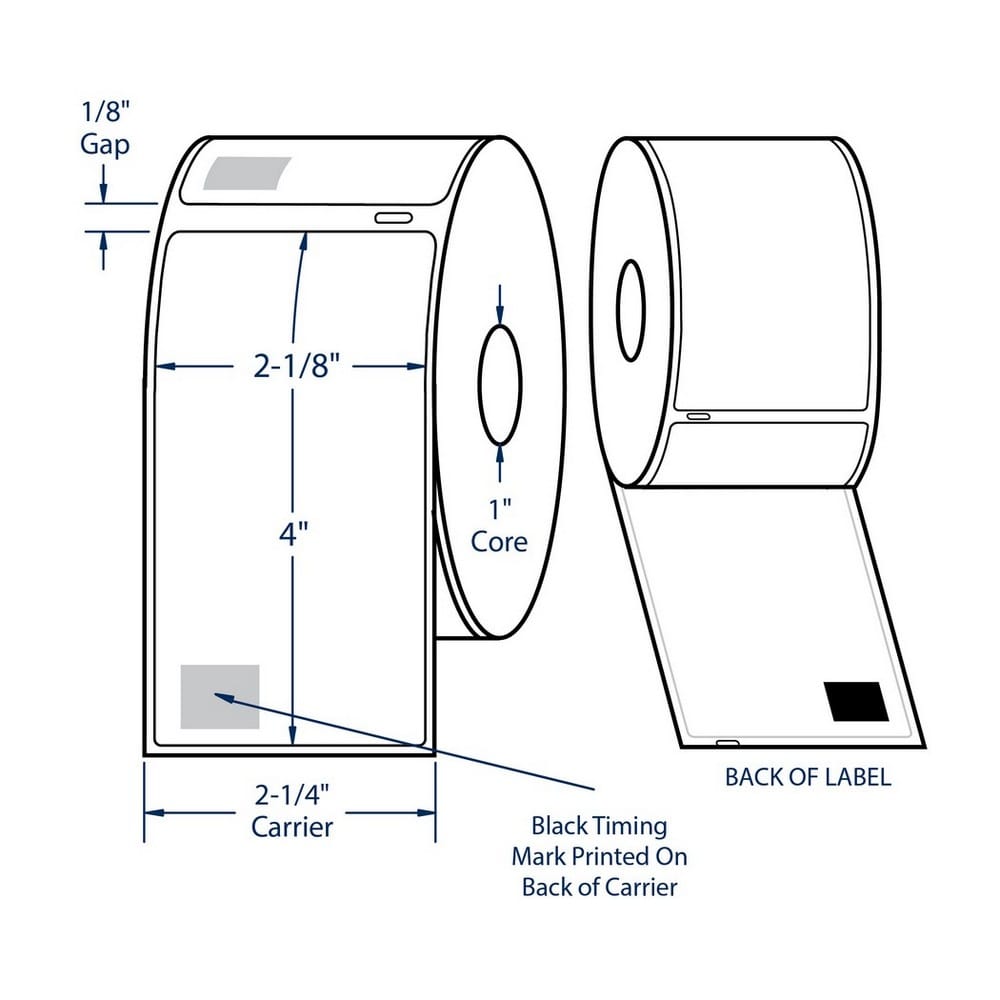 2.125" x 4" White Shipping Label Direct Print Thermal Labels, 220 per roll (6 Rolls per Carton)