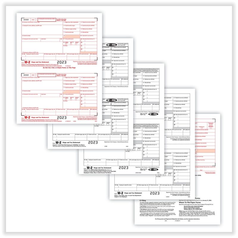 W-2 Packaged Laser Set, 4-Part, 50 Employees