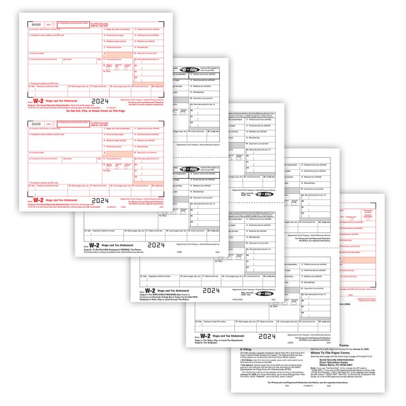 W-2 Packaged Laser Set, 4-Part, 25 Employees