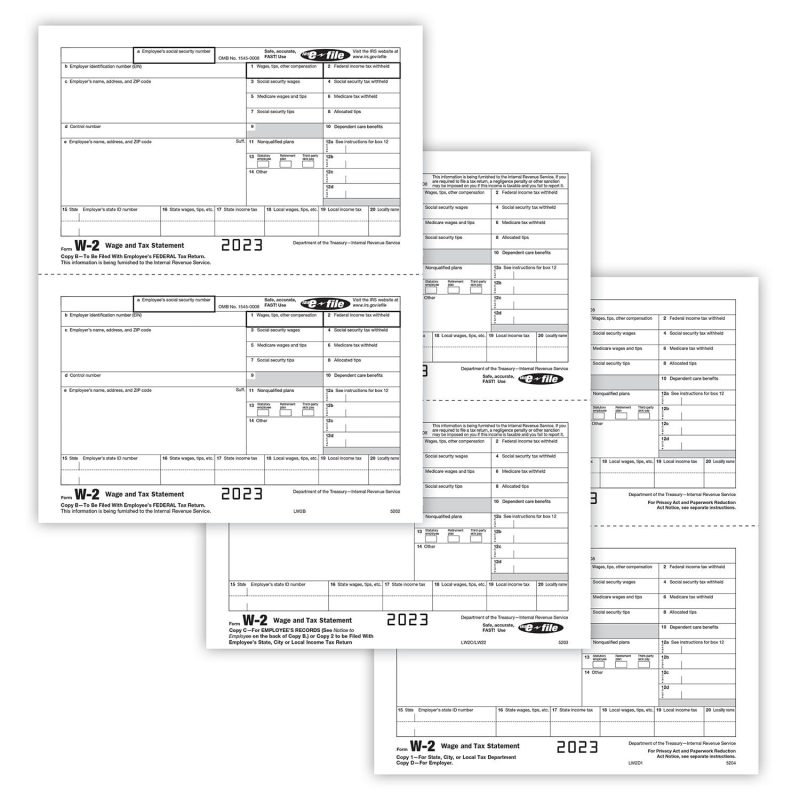 W-2 Set, 5-Part, 2-Up (50 Employees)