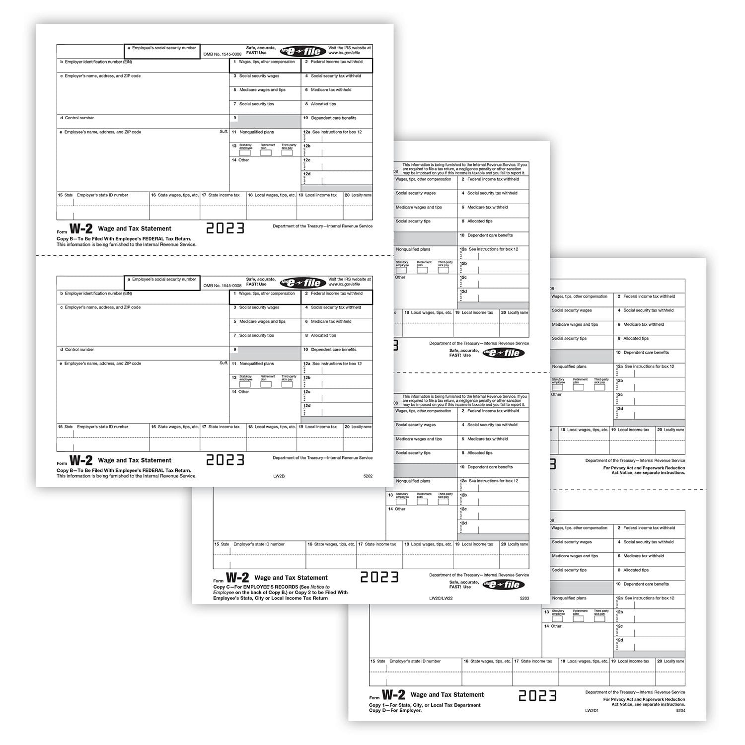 W-2 Set, 5-Part, 2-Up (50 Employees)