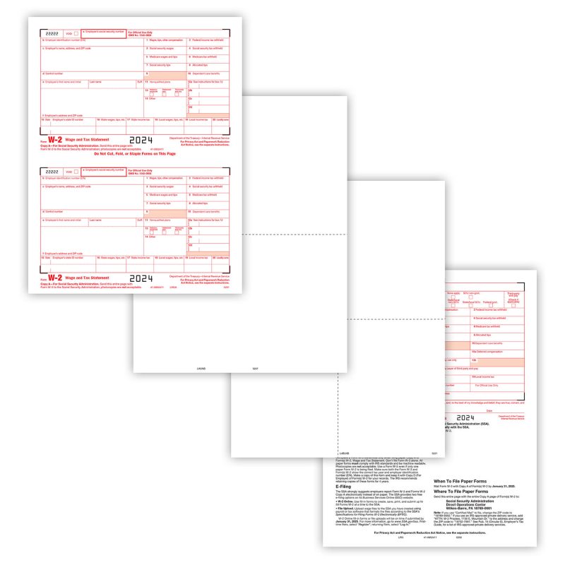 TFP W-2 Packaged Blank Laser Set, 6-Part, 50 Employees