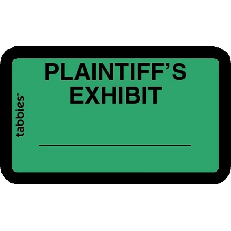 Legal Exhibit Labels, Green Plaintiff's Exhibit Labels, 1-5/8" X 1" (Pack of 252 Labels)