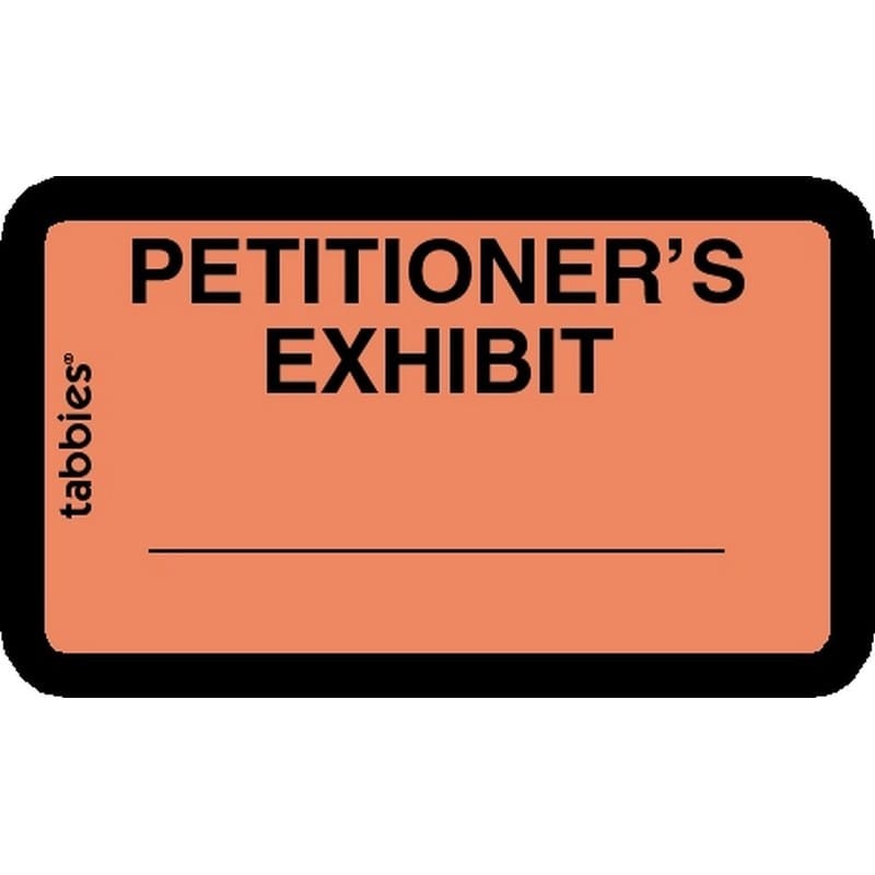 Legal Exhibit Labels, Orange Petitioner's Exhibit Labels, 1-5/8" X 1" (Pack of 252 Labels)