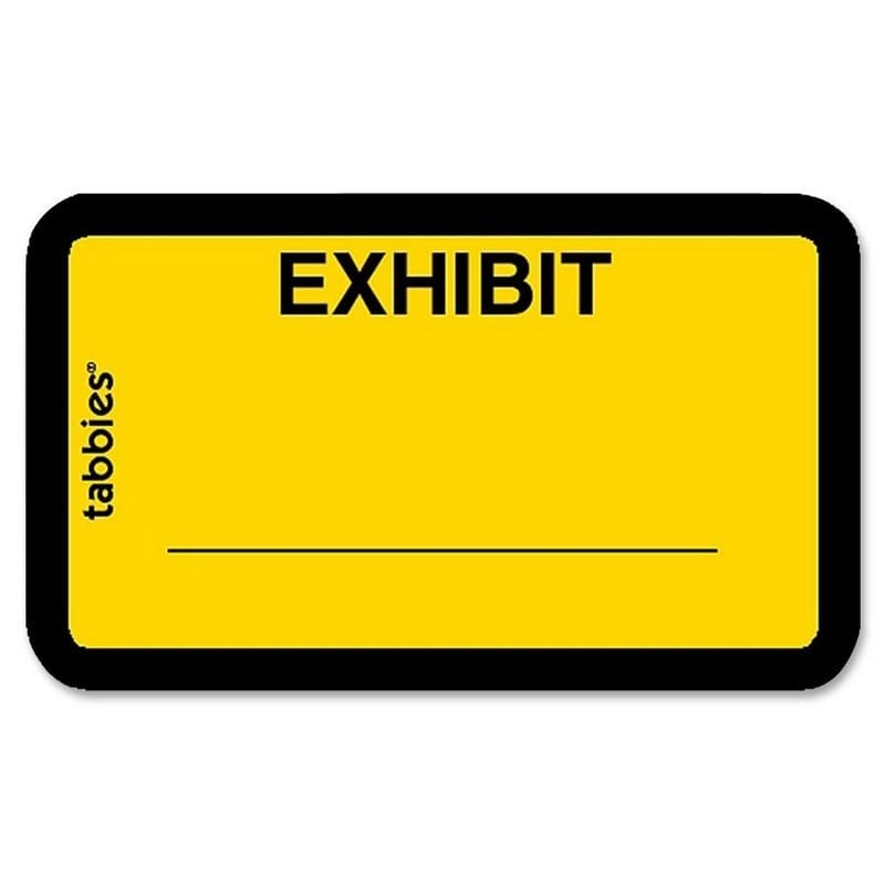 Legal Exhibit Labels, Yellow Exhibit Labels, 1-5/8" X 1" (Pack of 252 Labels)