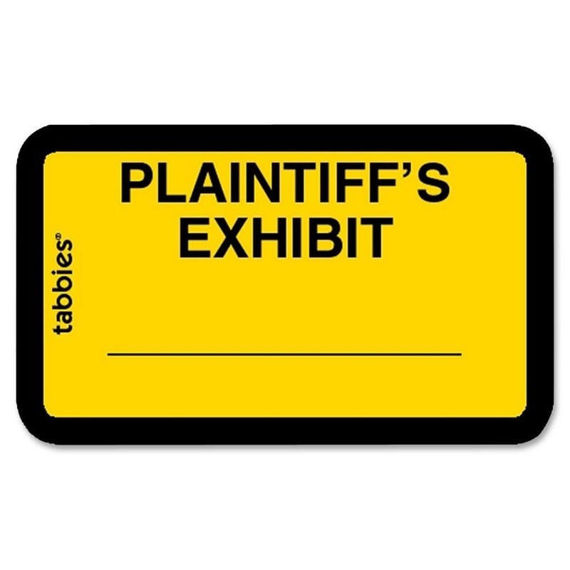 Legal Exhibit Labels, Yellow Plaintiff's Exhibit Labels, 1-5/8" X 1" (Pack of 252 Labels)