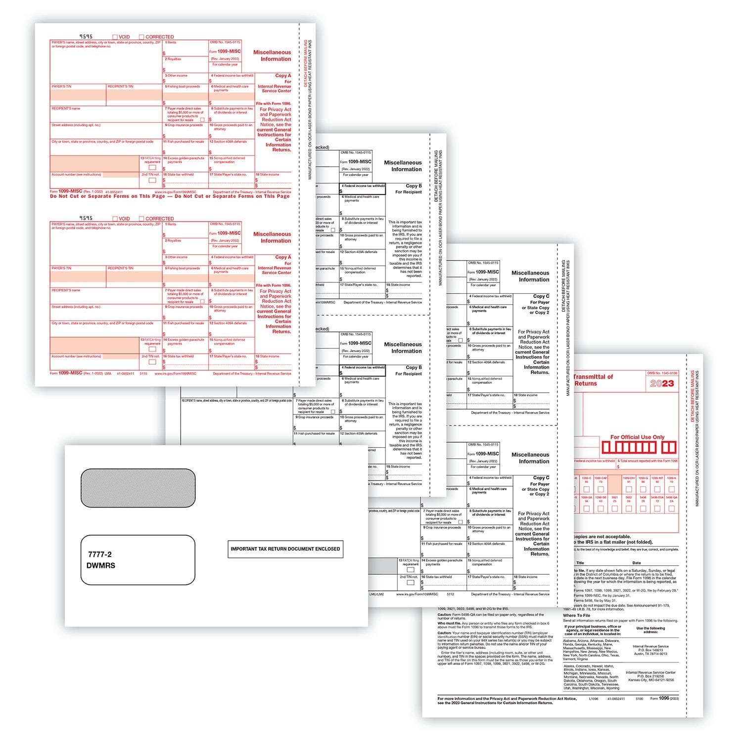TFP 1099-MISC Packaged Laser Set, 4-Part, 25 Employees (with Envelopes)