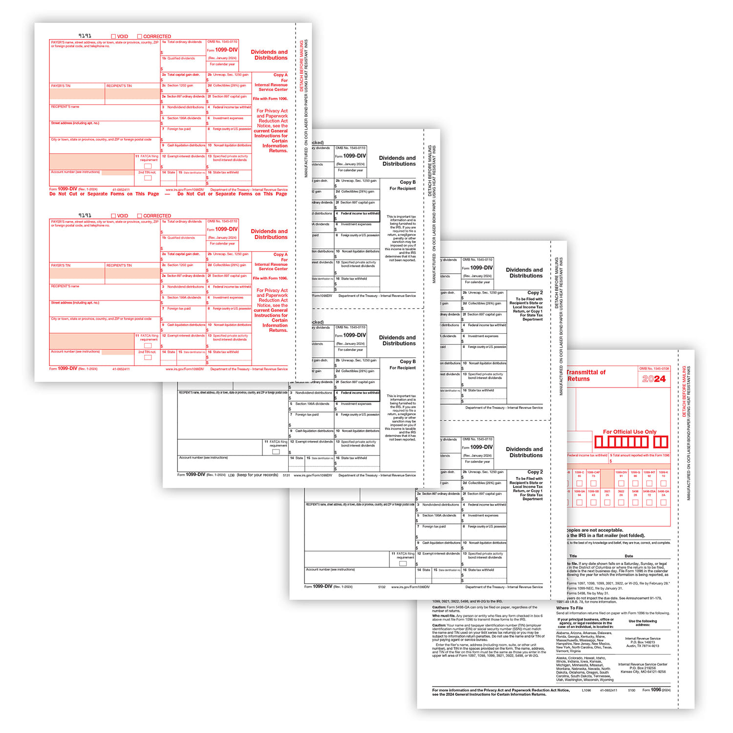 1099 DIV Set, 4-Part, 25 Employees