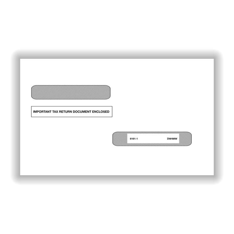 Double Window Envelope for 1099-R/W-2 4-Up Box, Gum-Seal, Pack of 25