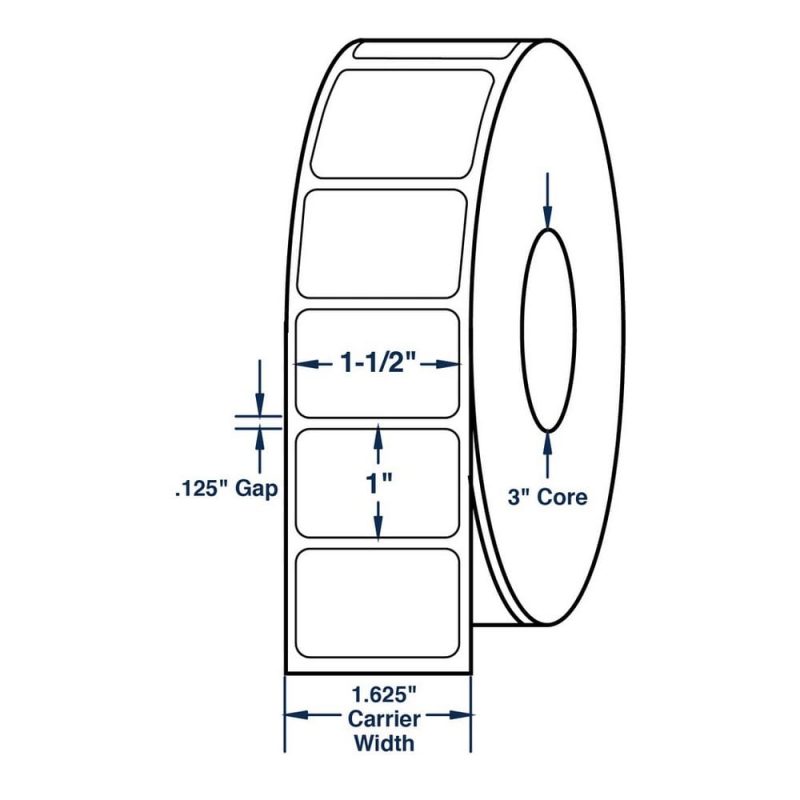 1.5" x 1" White General Purpose Label Thermal Transfer Labels, 5400 per roll (10 Rolls per Carton)