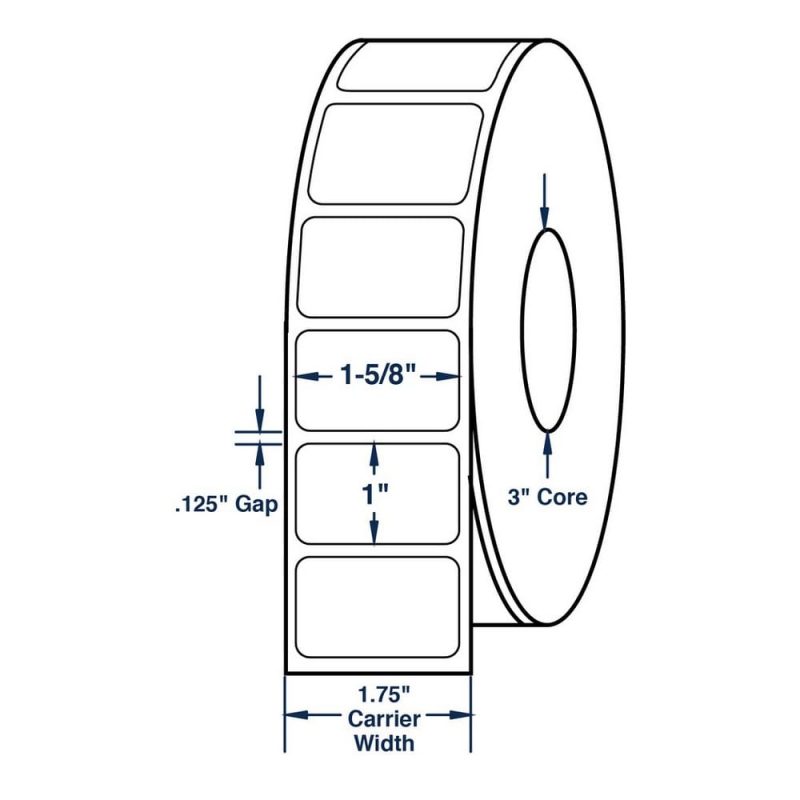 1.625" x 1" White General Purpose Label Thermal Transfer Labels, 5400 per roll (10 Rolls per Carton)