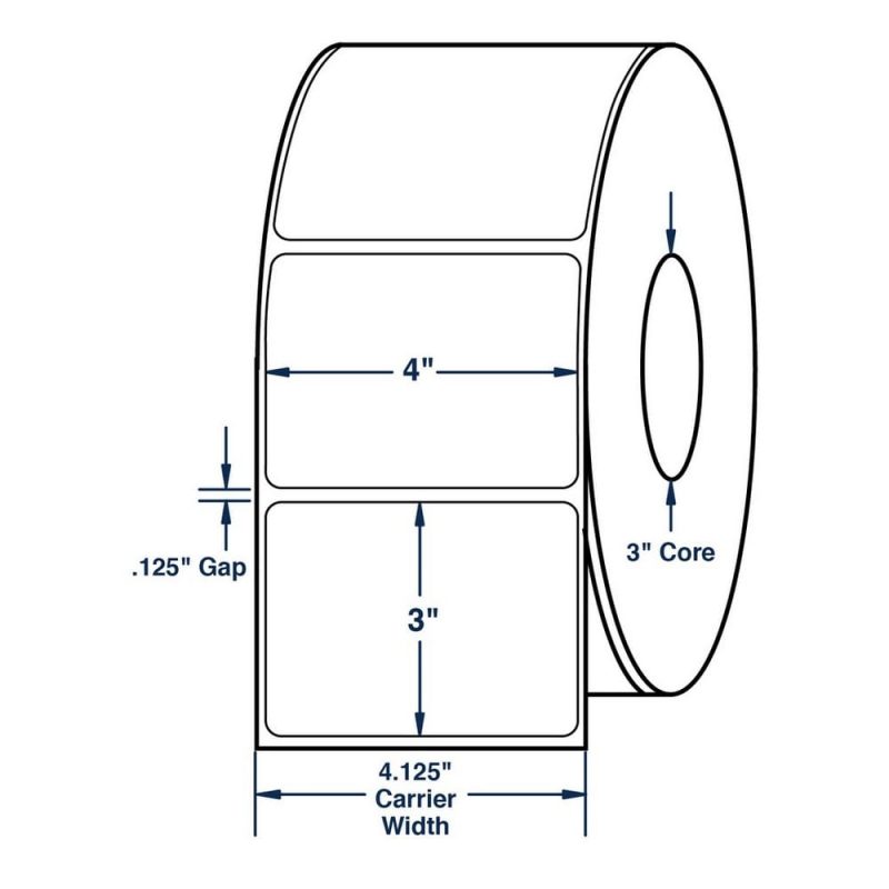 4" x 3" White General Purpose Thermal Transfer Labels, Non-Perforated, 1950 per roll (4 Rolls per Carton)
