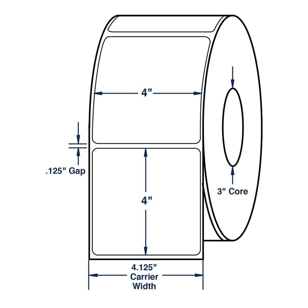 4" x 4" White General Purpose Thermal Transfer Labels, Non-Perforated, 1500 per roll (4 Rolls per Carton) - Image 2