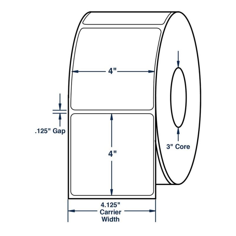 4" x 4" White General Purpose Thermal Transfer Labels, Non-Perforated, 1500 per roll (4 Rolls per Carton)