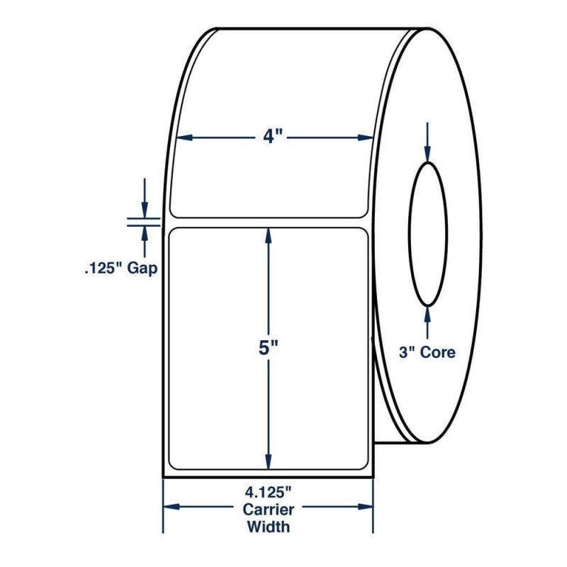4" x 5" White General Purpose Thermal Transfer Labels, Non-Perforated, 1200 per roll (4 Rolls per Carton)