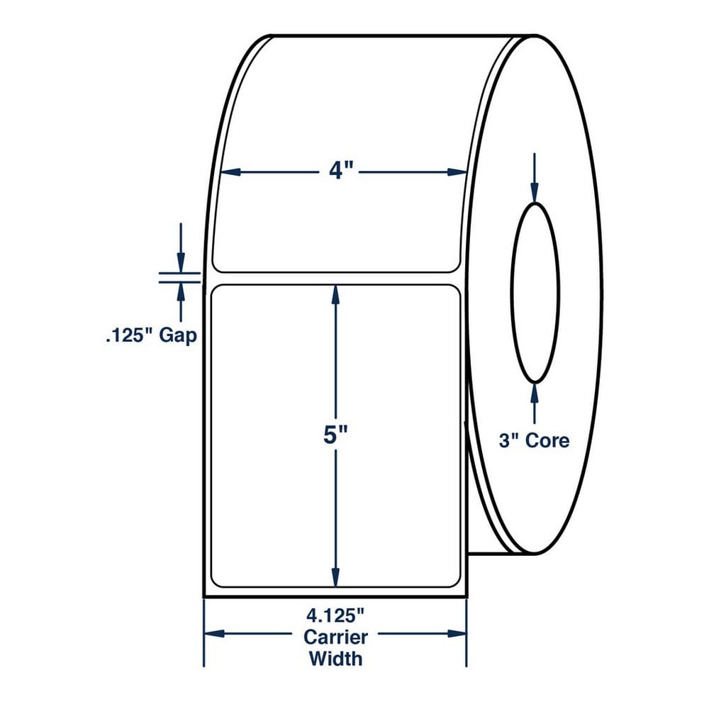 4" x 5" White General Purpose Thermal Transfer Labels, Non-Perforated, 1200 per roll (4 Rolls per Carton) - Image 2