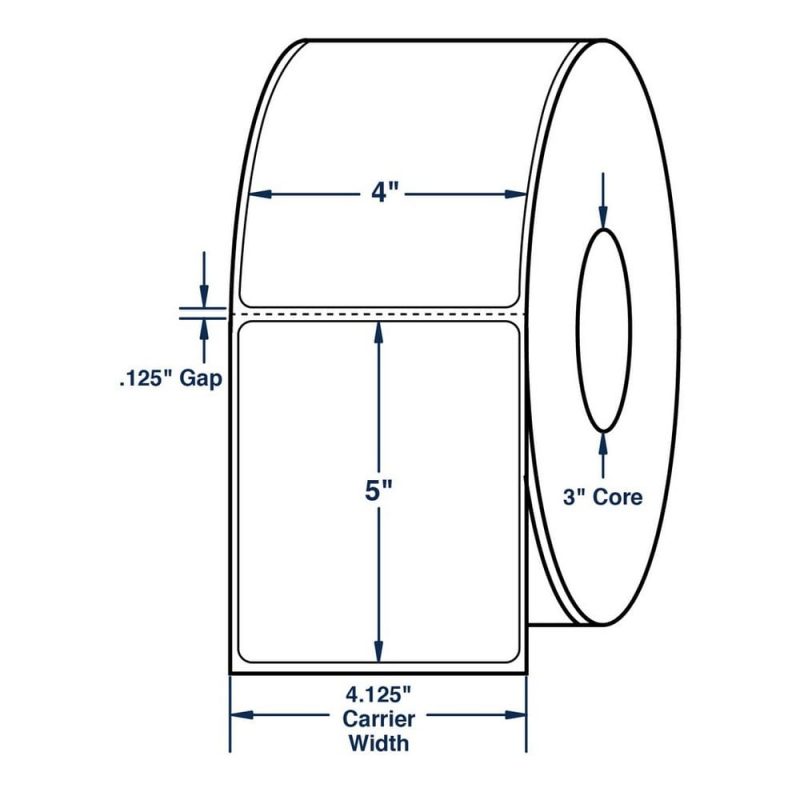 4" x 5" White General Purpose Thermal Transfer Labels, Perfed, 1200 per roll (4 Rolls per Carton)