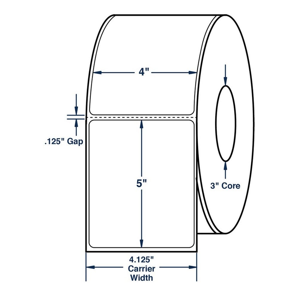 4" x 5" White General Purpose Thermal Transfer Labels, Perfed, 1200 per roll (4 Rolls per Carton)