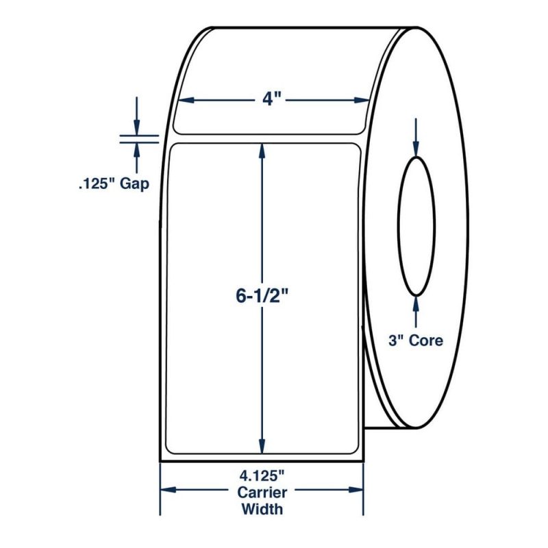 4" x 6.5" White General Purpose Thermal Transfer Labels, Non-Perforated, 900 per roll (4 Rolls per Carton)