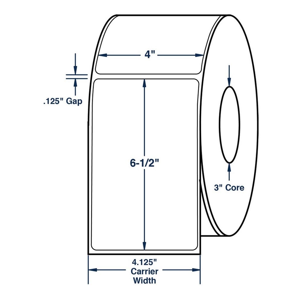 4" x 6.5" White General Purpose Thermal Transfer Labels, Non-Perforated, 900 per roll (4 Rolls per Carton)