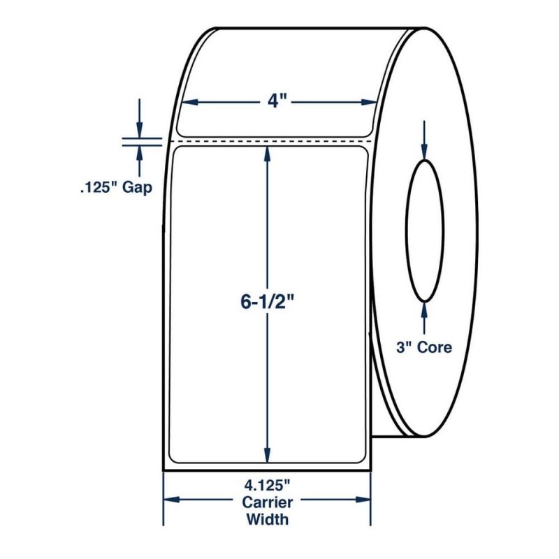 4" x 6.5" White General Purpose Thermal Transfer Labels, Perfed, 900 per roll (4 Rolls per Carton)