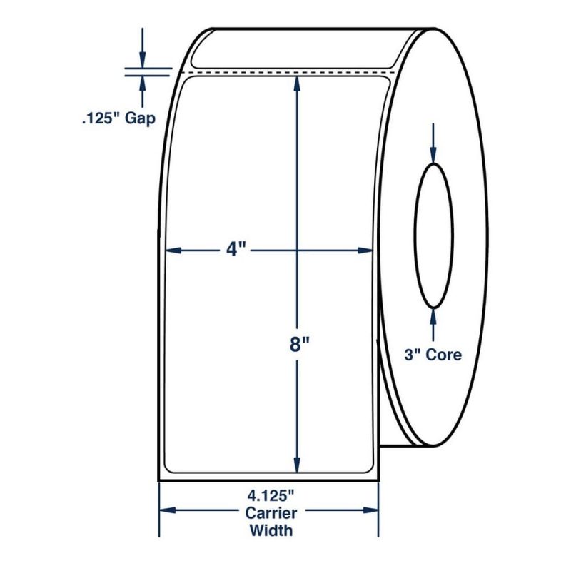 4" x 8" White General Purpose Thermal Transfer Labels, Perfed, 750 per roll (4 Rolls per Carton)