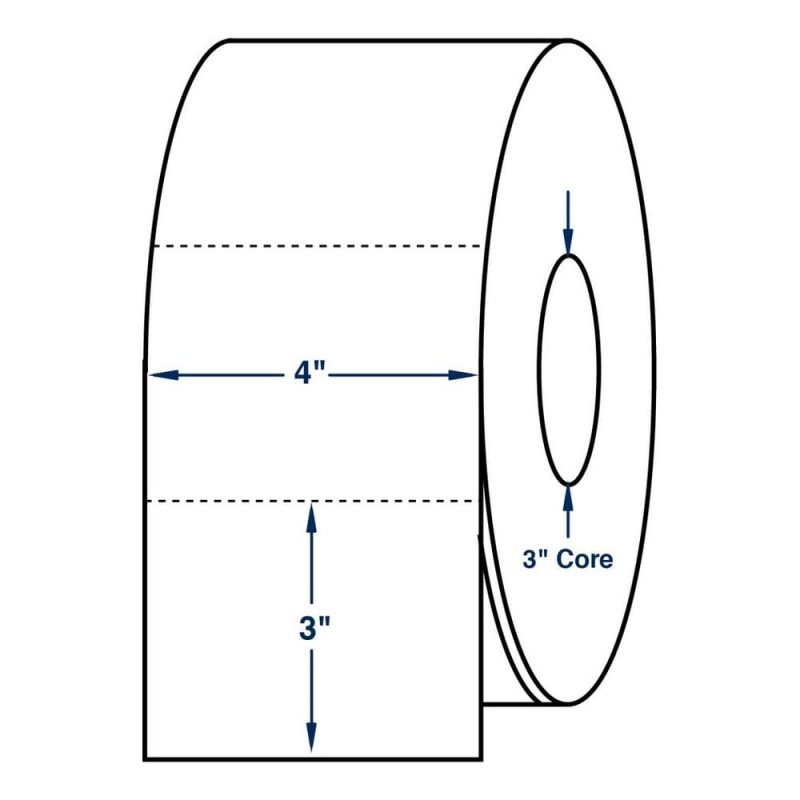 4" x 3" Thermal Transfer Cards with Perf, White. 1310 per Roll (4 Rolls per Carton)