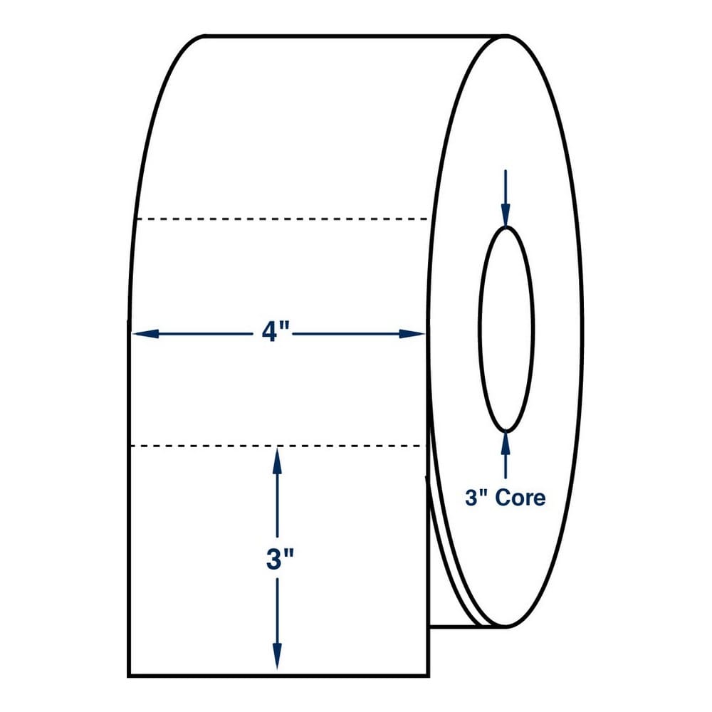 4" x 3" Thermal Transfer Cards with Perf, White. 1310 per Roll (4 Rolls per Carton)
