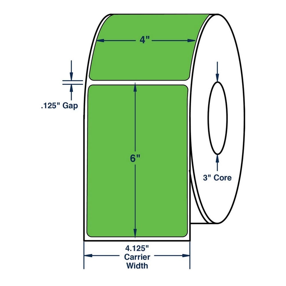4" x 6" Green Thermal Transfer Labels, 1000 per roll (4 Rolls per Carton) - Image 2