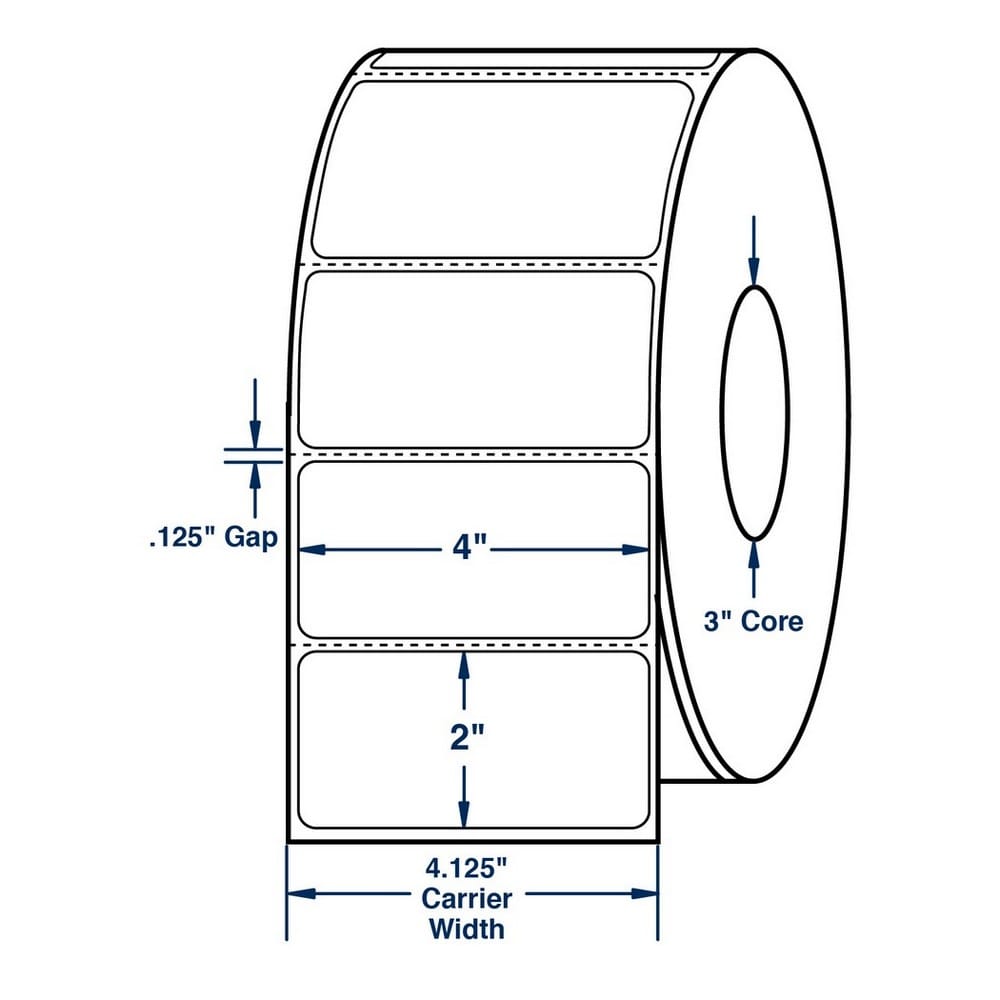 4" x 2" Thermal Transfer Labels, Aggressive Adhesive. (2,900 Labels per Roll, 4 Rolls per Carton) - Image 2